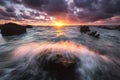 Wave splashing in a rock at Barrika Royalty Free Stock Photo