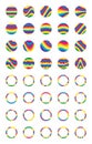 Wave style colorful circle sticker set Royalty Free Stock Photo