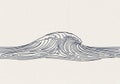 The wave is stylized, showing detailed line work to represent the flow and Royalty Free Stock Photo