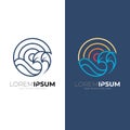 Wave and sun logos, Abstract Globe logo with wave design illustration, Royalty Free Stock Photo