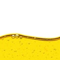 Wave of sunflower, olive oil, air bubbles in yellow liquid, carbonated drink.