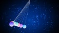 Wave Swing Sideways Colorful Pendulums With Blue Starry Space