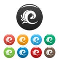 Wave tsunami icons set color vector