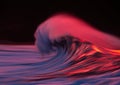 wave tube with spray breaking at sunset Royalty Free Stock Photo