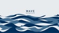 Wave vector background. Sea water abstract seamless pattern. Modern blue deep ocean banner in simple minimal flat style Royalty Free Stock Photo