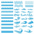 Wave Vector icons set on white background. Water waves illustration sign collection. ocean symbol. sea logo. Royalty Free Stock Photo