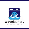 Wave washer laundry logo vector element. laundry logo template