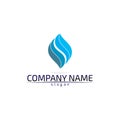 Wave and water droplet blue vector logo