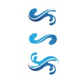 Wave and water droplet blue vector logo