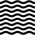 Wave wide line seamless pattern. Wavy thick stripes pattern. Black horizontal water curve lines texture. Simple