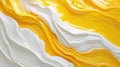 Wave of yellow and white oil brush hand drawn stroke. Abstract varnish splash trace shape. Glossy oil paint smear long Royalty Free Stock Photo