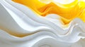 Wave of yellow and white oil brush hand drawn stroke. Abstract varnish splash trace shape. Glossy oil paint smear long Royalty Free Stock Photo