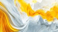 Wave of yellow and white oil brush hand drawn stroke. Abstract varnish splash trace shape. Glossy oil paint smear long Royalty Free Stock Photo