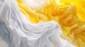 Wave of yellow and white oil brush hand drawn stroke. Abstract varnish splash trace shape. Glossy oil paint smear long Royalty Free Stock Photo