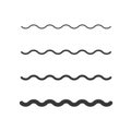 Wave zigzag line simple thin to thick element decor design vector or single ripple curve zig zag wiggly separator pictogram