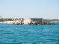 Wavecut on auberezes at the port of Sevastopol. Fighting the waves, the Black Sea Royalty Free Stock Photo