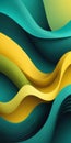 Waved Shapes in Yellow and Green Royalty Free Stock Photo
