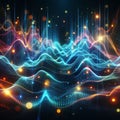 Waveform Hologram Pulsating waves of light and color creating a Royalty Free Stock Photo