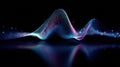 waveform or parametric curve composed of neon lines, particles. Dynamic visual data is set against dark background with Royalty Free Stock Photo