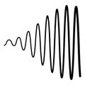Waveform signal icon, increasing frequency amplitude modulation audio spectrum design Royalty Free Stock Photo