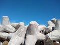 wavelet blocks on the beach, blue sky background, vizhinjam Harbor, Thiruvananthapuram Kerala