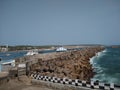 Wavelet blocks on the beach, Vizhinjam seascape view, Thiruvananthapuram Kerala