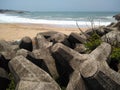 Wavelet blocks in Thengapattanam beach, Kanyakumari district, Tamilnadu, seascape view