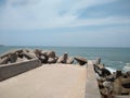 Wavelet blocks in Thengapattanam sea view point, Kanyakumari district, Tamilnadu, seascape view