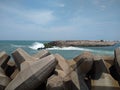 Wavelet blocks in Thengapattanam sea view point, Kanyakumari district, Tamilnadu, seascape view