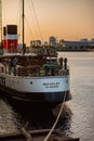 The Waverley Paddle Steamer on the River Clyde in Glasgow Scotland at Sunset