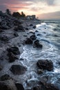 Waves along the beach of Chelem after sunset, Mexico Royalty Free Stock Photo