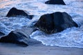 Waves Along the Jetty at Sunrise Royalty Free Stock Photo