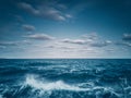 Waves amd sea ripple water with blue cloudy sky Royalty Free Stock Photo