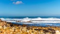 Waves of the Atlantic Ocean breaking on the rocky shores of Cape of Good Hope Royalty Free Stock Photo