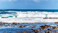 Waves of the Atlantic Ocean breaking on the rocky shores of Cape of Good Hope Royalty Free Stock Photo