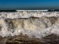 Waves of the Atlantic Ocean breaking on the sand beach at Agadir, Morocco Royalty Free Stock Photo