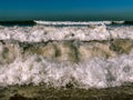 Waves of the Atlantic Ocean breaking on the sand beach at Agadir, Morocco Royalty Free Stock Photo