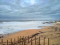 Waves of the Atlantic Ocean and the Carneiro Beach in Porto Royalty Free Stock Photo