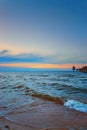 Waves at the Baltic Pier in Zinnowitz on the island Usedom in Germany Royalty Free Stock Photo