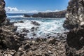 Waves in the bay of Ana Kai Tangata cave