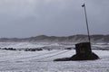 waves at the beach during the storm in Nr. Vorupoer on the North Sea coast in Denmark