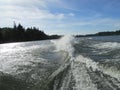 Waves behind a boat