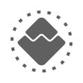 Waves, bit coin, crypto currency, inflation icon. Gray vector sketch.