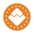 Waves, bit coin, crypto currency, inflation icon. Orange vector sketch.