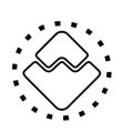 Waves, bit coin, crypto currency, inflation outline icon. Line vector design.