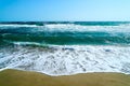 Waves of the black sea on the sandy coast of Crimea Royalty Free Stock Photo