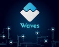 Waves blockchain circuit network style background