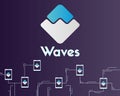 Waves blockchain circuit style background