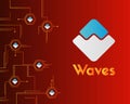 Waves blockchain style on red background