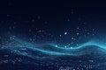 Waves of blue binary code seascape, data visualization abstract background. Generative AI illustration with copy space Royalty Free Stock Photo